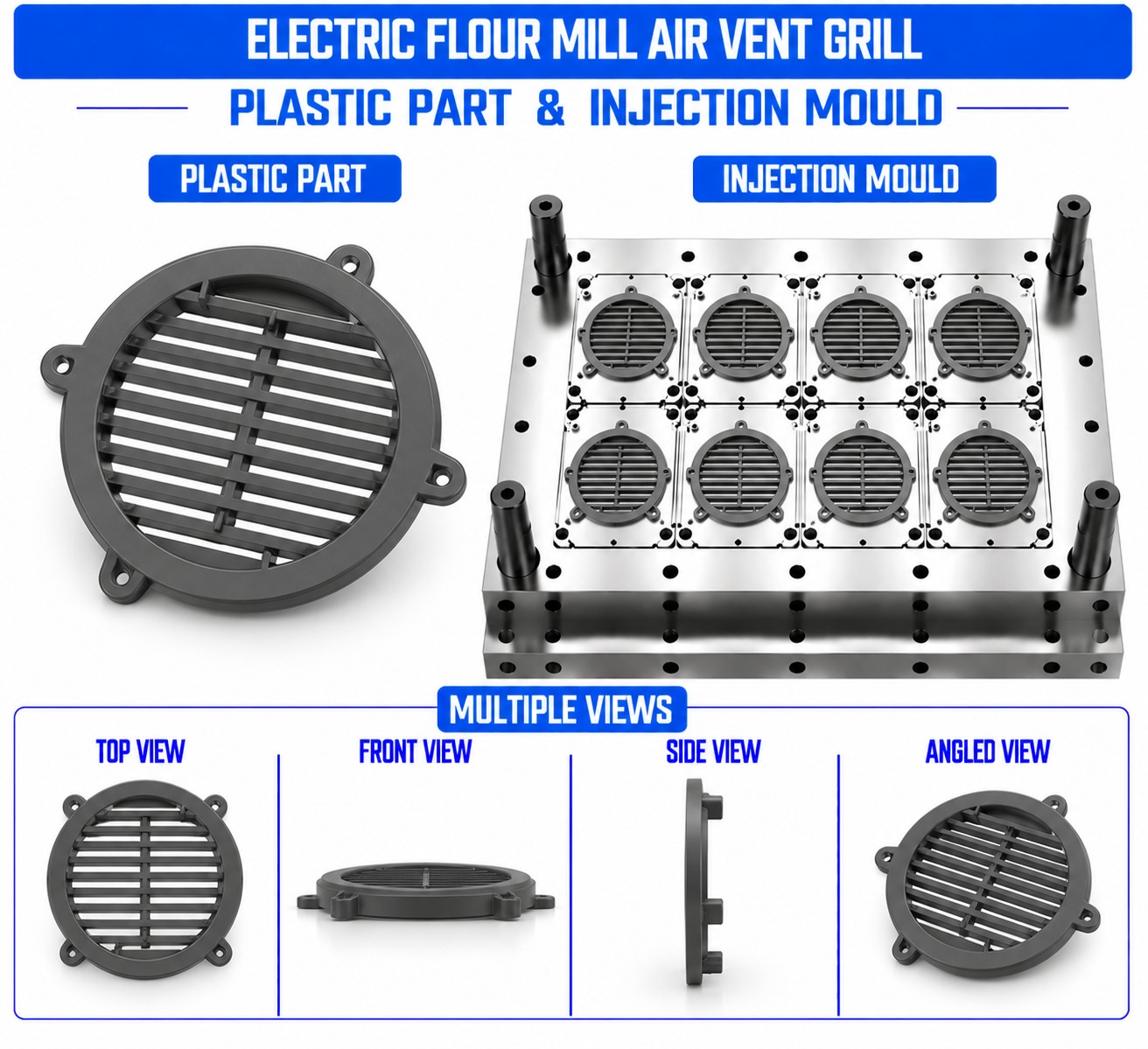 Electric Flour Mill Plastic Air Vent Grill Mould and Moulding Service
